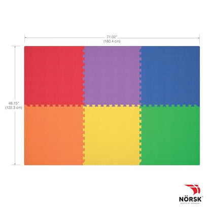 Norsk Reversible EVA Foam Play Mats, Rainbow Pack, 18-Pack