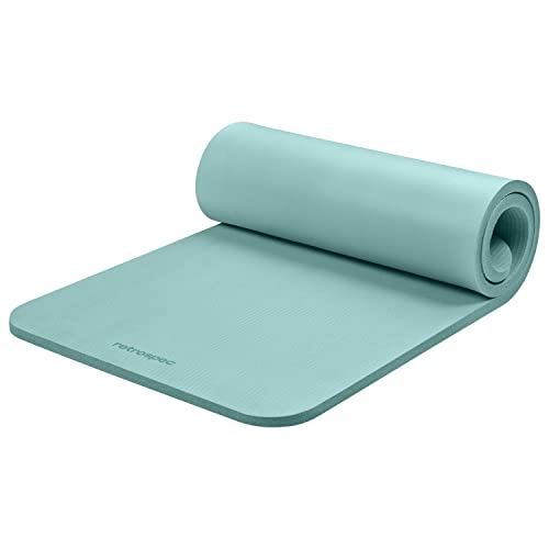 Retrospec Solana Yoga Mat 1" Thick w/Nylon Strap for Men & Women - Non Slip Exercise Mat for Home Yoga, Pilates, Stretching, Floor & Fitness Workouts - color: Blue Ridge