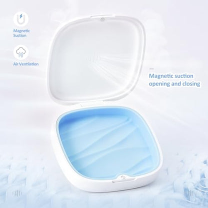 2 Pack Retainer Case Aligner Case Vent Holes Removable Silicone White Blue - color: 2Pack White Blue