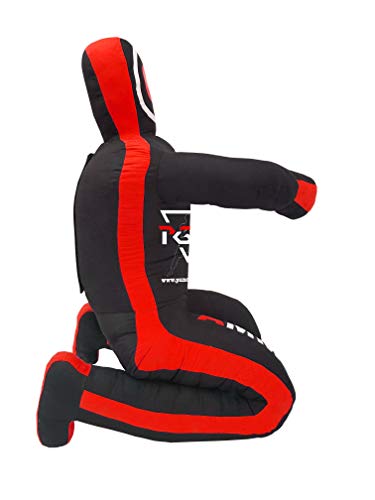 PGS MMA Brazilian JIU Jitsu Wrestling Dummy for Grappling Submission Mixed Martial Arts MMA Training Punching Throwing Boxing Bag Karate Judo Self Defense UNFILLED - color: Black Red, size: 5FT (59 Inches)