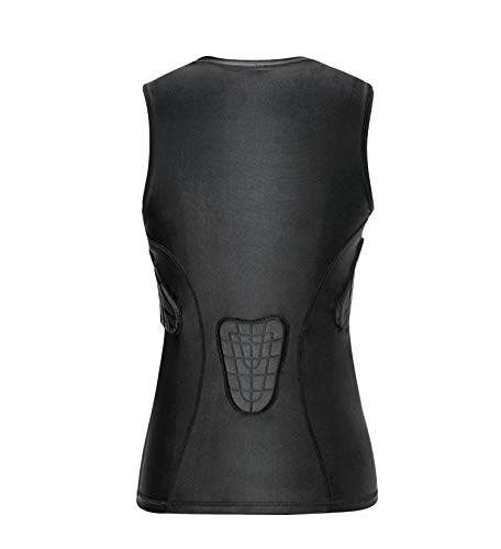 Youth Padded Compression Shirt Vest Rib Chest Protector Football Baseball - color: Padded Vest Black, size: Small