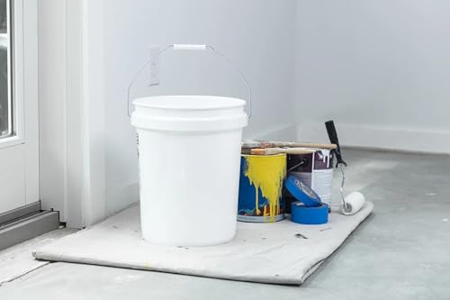 2 Pack 5 Gallon White Plastic Utility Bucket - Round Comfort Handle Multi-Purpose Bucket for Home/Garage/Garden/Cleaning