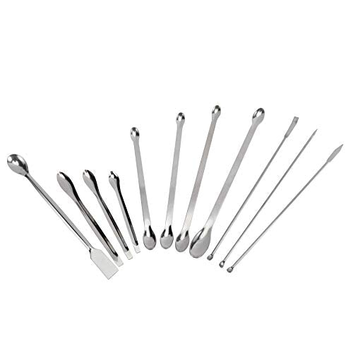 22 Pieces Steel Lab Spatula Micro Scoop Set Tiny Mixing Spatula Laboratory Sampling Spoon for Powders