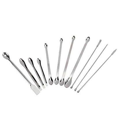 22 Pieces Steel Lab Spatula Micro Scoop Set Tiny Mixing Spatula Laboratory Sampling Spoon for Powders