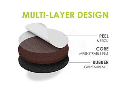 Slipstick GorillaPads Non Slip Furniture Pads/Gripper Floor Protectors (Set of 8) 2 Inch Round Self Adhesive Rubber Stoppers for Furniture Legs, CB151 - size: 2" Round
