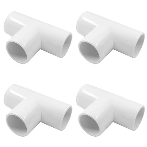 Piutouyar 4 Pcs 3/4" Tee Elbow PVC Pipe Fitting, 3 Way Furniture Grade Pipe Connector PVC Elbow Fitting Pipe Corner Connector for DIY Shelf Garden Support Structure - size: tee 3 way 3/4 inch