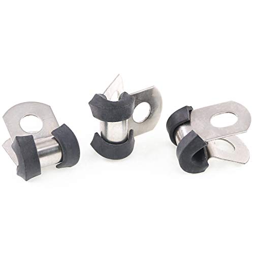 Keadic 20Pcs 3/16" (4mm) Cable Clamp Rubber Wire Clamps Stainless Steel Rubber Cushioned Insulated Clamps