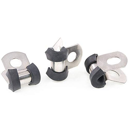 Keadic 20Pcs 3/16" (4mm) Cable Clamp Rubber Wire Clamps Stainless Steel Rubber Cushioned Insulated Clamps