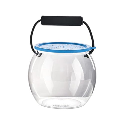 Portable Fish Bowl Handheld Aquarium Container with Handle 7.09x7.09x11.81 Inch Clear Plastic Tank for Outdoor Beach Activities
