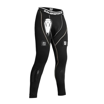 EALER Men’s Cut‑Resistant Compression Hockey Pants with Bio‑Flex Protective Cup – Jock Briefs for Men & Boys - color: Hcp950-boys, size: Medium