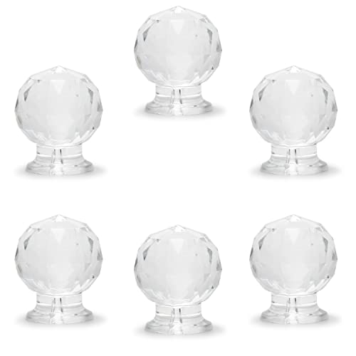 6Pcs Tiny Pull Handle Round Acrylic Pull Knob Small Size Transparent 2.1x1.7x1.4cm(LxWxH) Need Glue to use - color: Round diamond handle, size: 6 Pieces