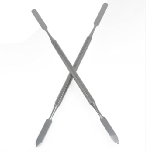 Silver Stainless Steel lab mini Double-Ended Spatula Double-Ended Spatula semi-Miniature Spatula Cone Arrow end18cm/7.08inch Flat end for Mixing Cement and Carving 2pcs