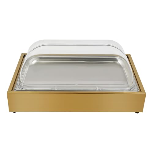 Countertop Ice Food Serving Display Tray with Transparent Roll Lid Buffet Cold Serving Cooler Platter Cooling Fruit Food Dishes Display Plate Table Decorations