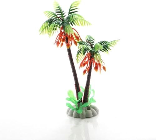 1Pcs Green Mini Coconut Palm Tree,Aquatic Water Weeds Artificial Aquarium Plants Fish Tank Water Plant Grass Ornament for Fish Tank Decor Plastic Plants (Coconut Tree)