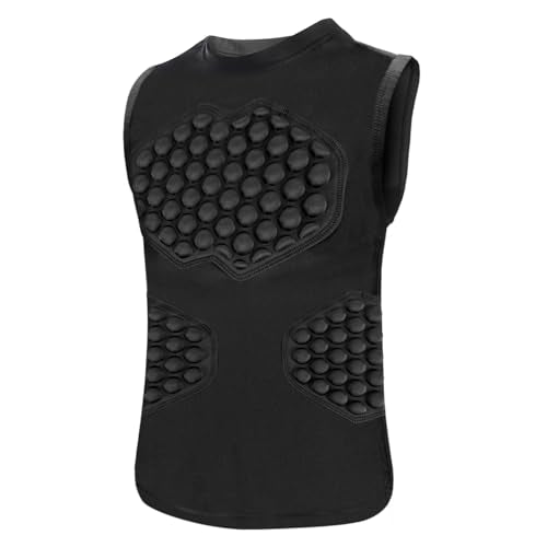 Youth Padded Protective Shirt, Chest Rib Protector Heart Guard Sternum Shirt for Baseball Football Paintball - color: Black, size: Youth-M