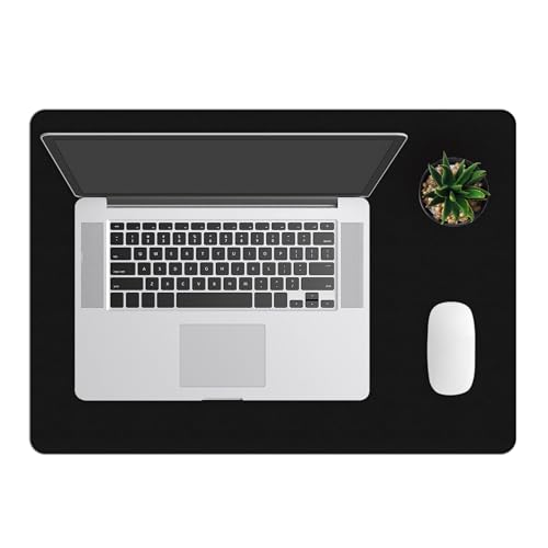 Leather Desk Mat for Keyboard and Mouse 24" x 17", Midnight Black Desk Pad, Extended Non-Slip Rectangular Keyboard Pad, Laptop and Desktop Computer Keyboard and Mouse Pad, Desk Blotter Mat