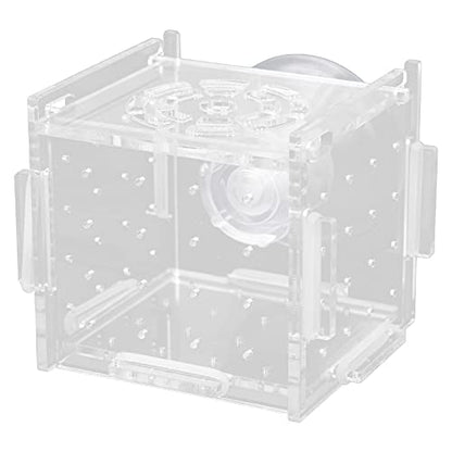 MAVIS LAVEN Fish Isolation Box, Acrylic Breeding Hatchery with Feeding Hole, 1.5mm Openings for Baby Fish and Shrimp, Easy Mounting for Aquariums (Single Grid mini 6 * 6*)