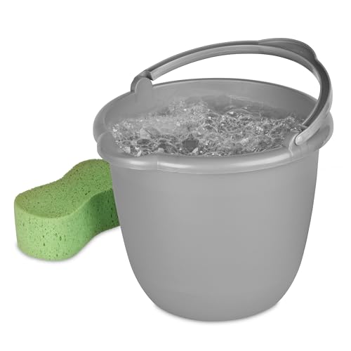 Commercial Products 10 Qt. Spout Pail Classic Titanium, Gray, Comfortable/Durable Pour Handle, Sturdy Pail Bucket for Household Cleaning/Mopping
