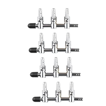 Aquarium Fish Tank Air Flow Control Lever Pump 3 Way Inline Manifold Air Flow Pump Tubing Splitter Lever Control Valve 4-Pack