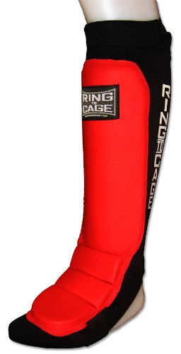 Grappling Shin Instep - Coverd Back for MMA, Muay Thai, Kickboxing - RED