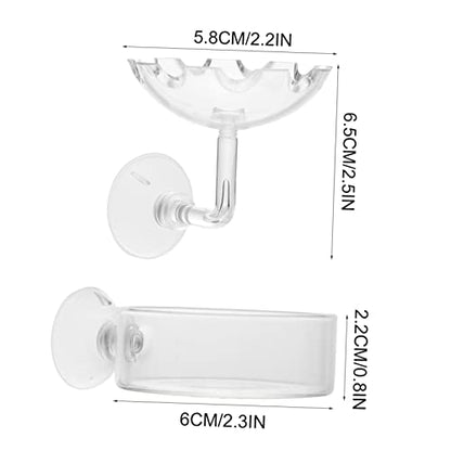 Happyyami 2pcs Shrimp Feeding Bowls Glass Pet Food Dish Trays for Aquariums Easy to and Maintain for Freshwater Shrimp and Aquatic Pets