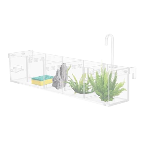 Acrylic Aquarium Box Filter, 5 Grids Small Aquarium Filter Fish Tank Filter Box Drainage Plate Clear Shell Hanging Mounting (Suitable Thickness of Tank: 10mm/0.39in)