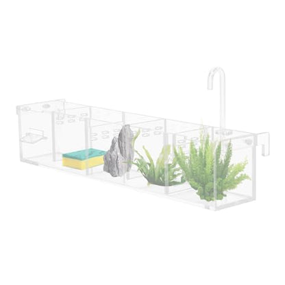 Acrylic Aquarium Box Filter, 5 Grids Small Aquarium Filter Fish Tank Filter Box Drainage Plate Clear Shell Hanging Mounting (Suitable Thickness of Tank: 10mm/0.39in)