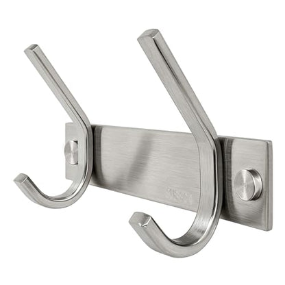 WEBI Heavy Duty Stainless Steel 304 Coat Rack Towel Rail with 2 Hooks, Great Home Storage & Organization, Brushed Finish, C-CBG02 - size: 2-Hooks