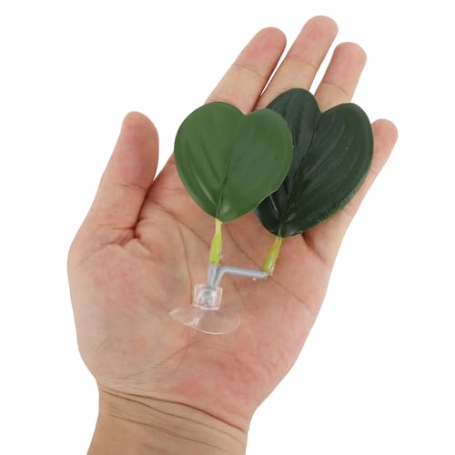 Betta Fish Bed, Betta Leaf Bed, Plastic Betta Hammock, Betta Hammock Pad with Suction Cup, Betta Heart-Shaped Leaf Bed Aquarium Decor, Green 2 Pcs