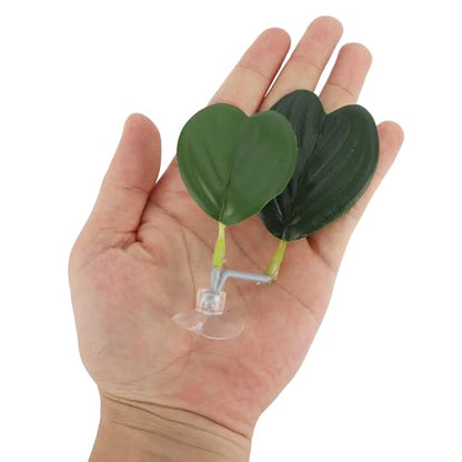 Betta Fish Bed, Betta Leaf Bed, Plastic Betta Hammock, Betta Hammock Pad with Suction Cup, Betta Heart-Shaped Leaf Bed Aquarium Decor, Green 2 Pcs