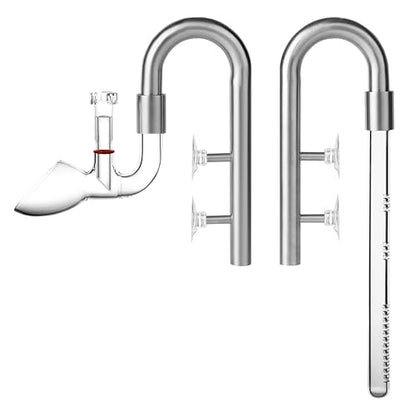 Stainless Steel Lily Pipe Set – Hybrid Steel & Detachable Glass Outflow with Skimmer, Glass Multi-Level Inflow, 360° Flow Control, Fish & Shrimp Safe (13mm for 1/2'' i.d. (12/16 mm) tubing)