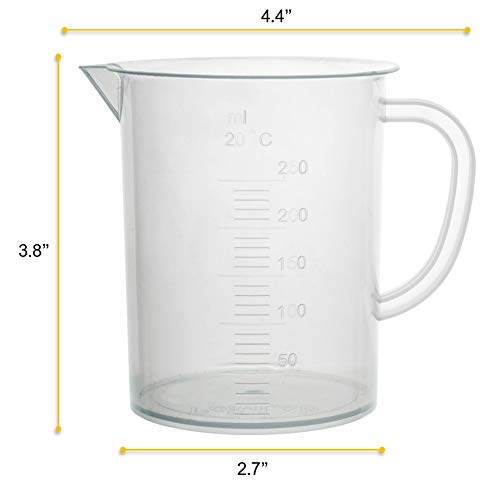 EISCO Plastic Pitcher, 250mL - Molded Graduations - Chemical Resistant & Autoclavable Polypropylene - Measuring Jug