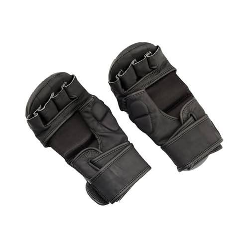 X4 Slate MMA Gloves Sparring Training Wrestling Grappling, Hybrid Martial Arts Open Palm Men Women, Cowhide Leather, Double Wrist, Pro Cage Fighting Boxing Glove