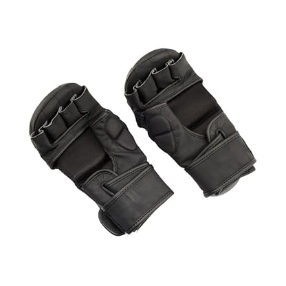 X4 Slate MMA Gloves Sparring Training Wrestling Grappling, Hybrid Martial Arts Open Palm Men Women, Cowhide Leather, Double Wrist, Pro Cage Fighting Boxing Glove