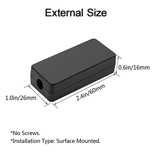 Project Box 10 Pieces ABS Plastic Electrical Project Case Small Junction Box for Electronics Black 2.4 x 1.0 x 0.6 inch (60 x 26 x 16 mm) - size: 2.4" x 1.0" x 0.6"(10pc)