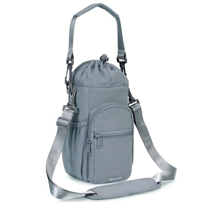 sportsnew 40oz Insulated Crossbody Water Bottle Bag Gym Hiking Phone Pocket - color: Blue