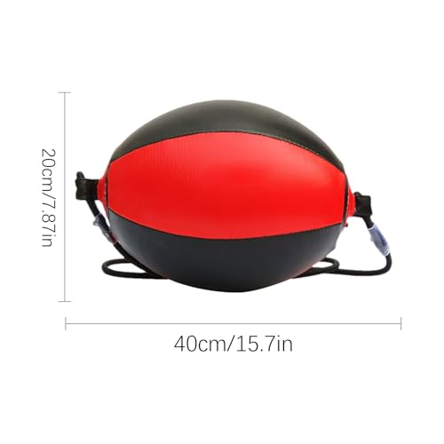 Double End Bag PU Leather Boxing Punching Bag | Includes Carabiners, Needle, Air Pump, Boxing Equipment Enhances Reaction, and Hand Eye Coordination Training - color: Red