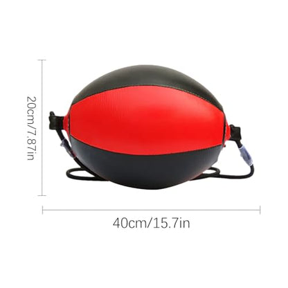 Double End Bag PU Leather Boxing Punching Bag | Includes Carabiners, Needle, Air Pump, Boxing Equipment Enhances Reaction, and Hand Eye Coordination Training - color: Red