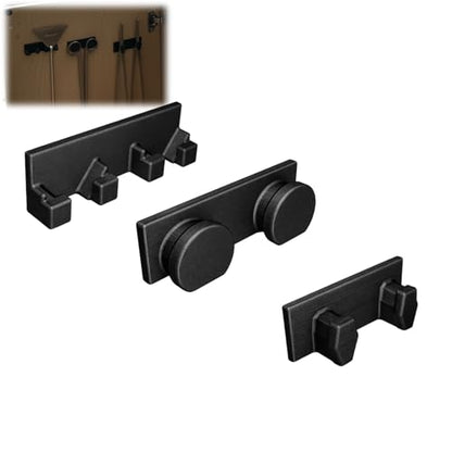 Aquarium Tools Holder for Cabinet, Set of 3 Parts for Aquarium Tool Organization, Double Tape Aquarium Tool Rack for Easy Access and Storage (Black)