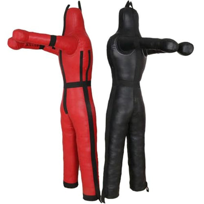 harayaa Boxing Dummy Martial Arts Training Wrestling Dummy Punching Dummy Canvas Cover Unfilled Suitable for Adults Grappling Practice Home Gym Fitness Dojo - color: 180cm Red