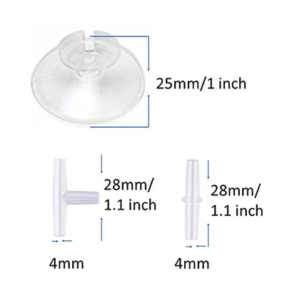 Flexible Air-Line Tubing for Aquarium, 10Meter/ 33Ft，4mm ID x 6mm OD, Silicone Tube, with 6 Suction Cups, 4 Connectors