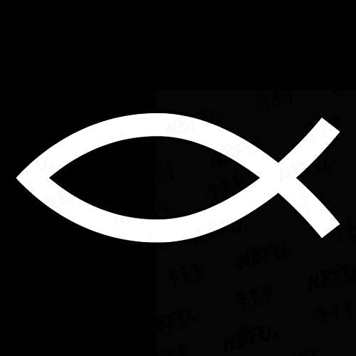 Jesus Fish Christian 2 (White) (Set Of 2) Premium Waterproof Vinyl Decal Stickers For Laptop Phone Accessory Helmet Car Window Bumper Mug Tuber Cup Door Wall Decoration - color: White, size: 3.8 inches x 1.5 inches