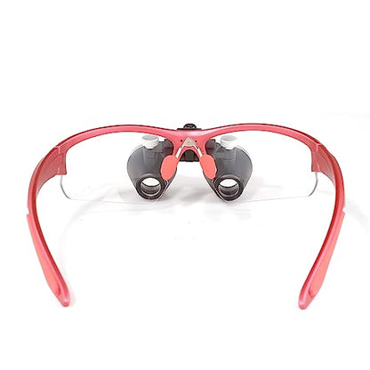 3.5x420MM Angle Adjustable Binocular Loupes Magnifier Glasses Loupes with Cloth Case (Red) - color: Red