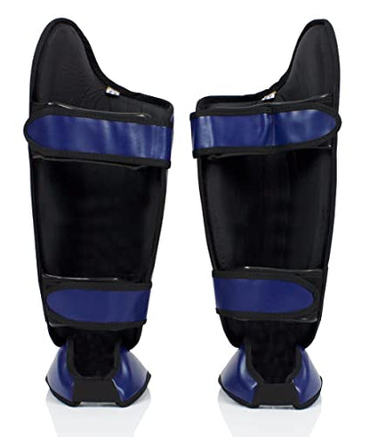 Fairtex SP8 Lightweight Durable Shin Guards, Expanded Side Protection Pads - color: Blue, size: X-Large
