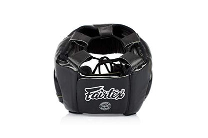 Fairtex Full Head Guard, Muay Thai MMA Sparring Helmet Protective Headgear - color: HG13 Black Lace-up, size: Medium