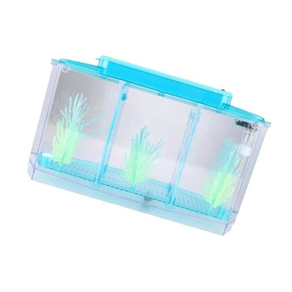Yctze LED Acrylic Aquarium Breeding Box and Kit - Ideal for Betta Fish, Dual and Mini Aquarium Environment (Blue) - color: Blue