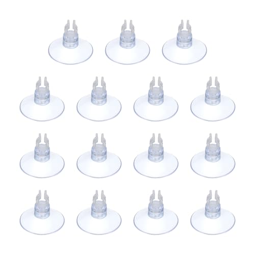 Aquarium Suction Cups, Fish Tank Suction Cups Clips Airline Tube Holders Clamps (Plastic, 15Pcs, Clear) for 0.2" Fish Tank Airline Tubing Binding Moss Shrimp Nest, 5x25MM
