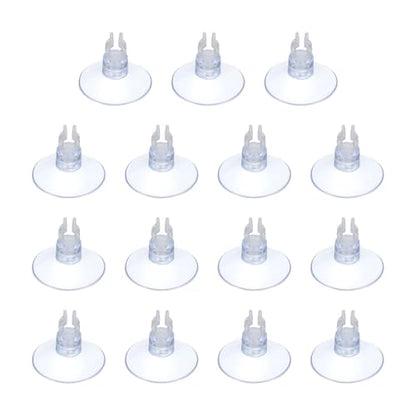 Aquarium Suction Cups, Fish Tank Suction Cups Clips Airline Tube Holders Clamps (Plastic, 15Pcs, Clear) for 0.2" Fish Tank Airline Tubing Binding Moss Shrimp Nest, 5x25MM