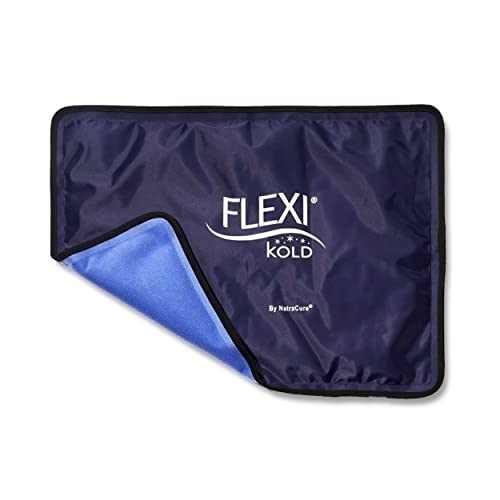 FlexiKold Reusable Gel Large Ice Pack with Straps – Cold Compress Gel Cold Pack for Injuries – Flexible Medical Ice Wrap for Back, Shoulders, Legs, Knees, Sciatica, Muscle Pain – Standard - style: Large