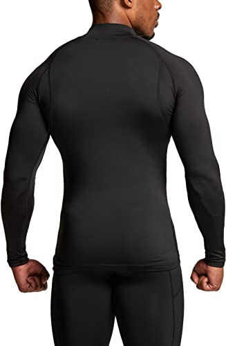 TSLA Men's Thermal Long Sleeve Compression Shirts, Mock/Turtleneck Winter Sports Running Base Layer Top - color: 2pack Black, size: 3X-Large
